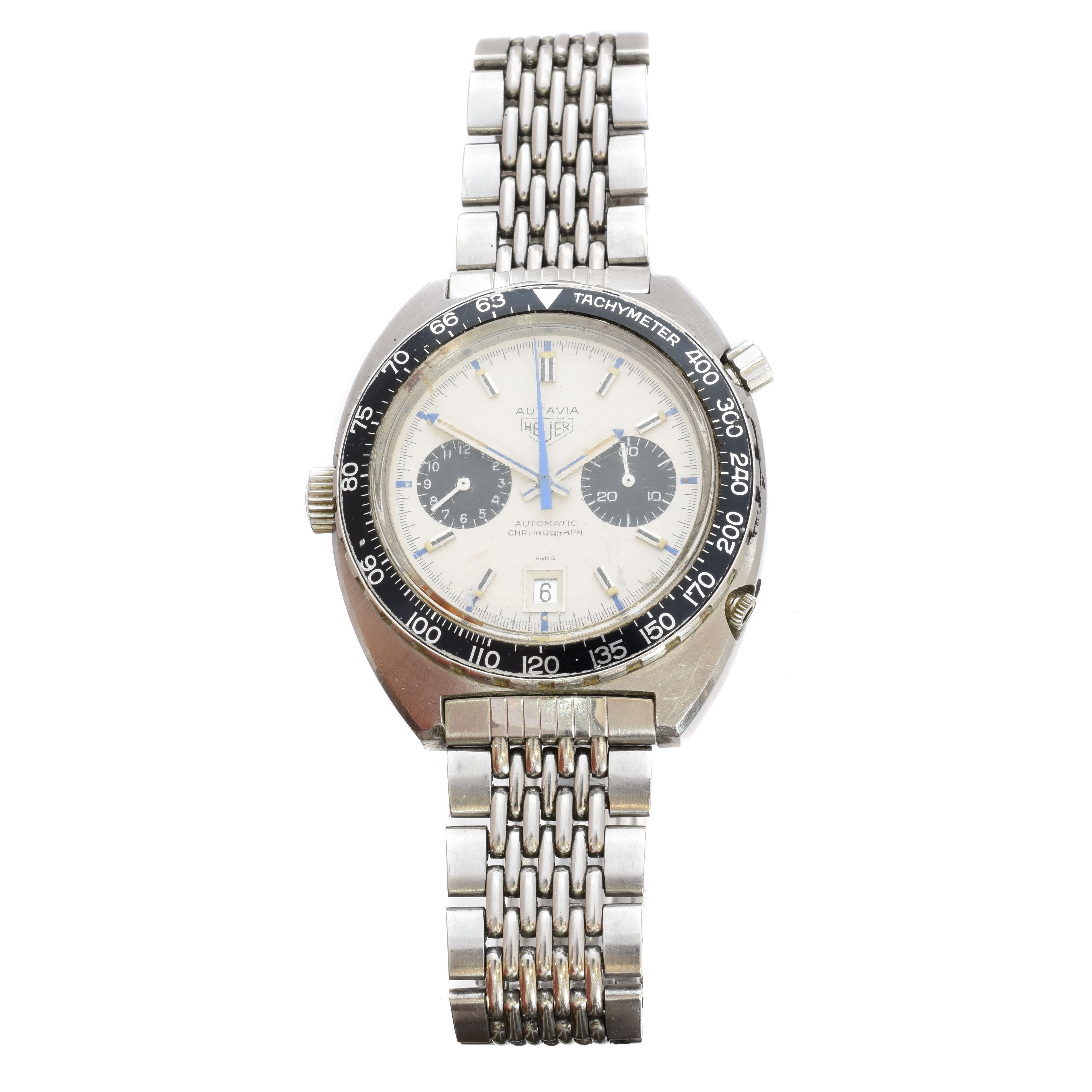 A gents stainless steel 'Jo Siffert' Autavia Heuer wristwatch, circa 1970, ref 1163T, sold £6,100